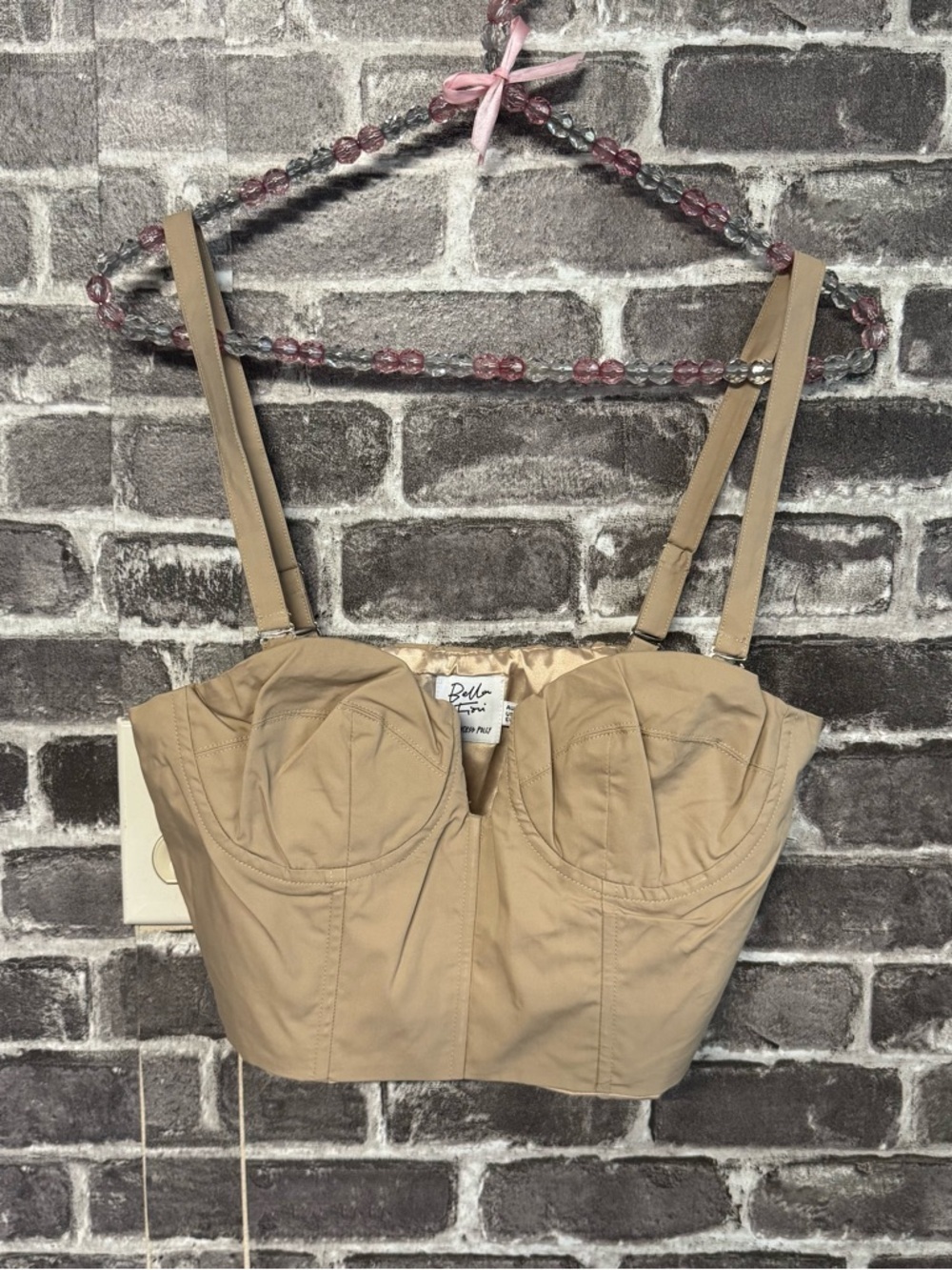 Bella Fiori X Princess Polly corset top tan crop
